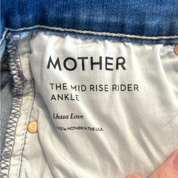 MOTHER Lhasa Love The Mid Rise Rider Ankle Cropped Straight Jeans, Size 27 - Picture 14 of 15